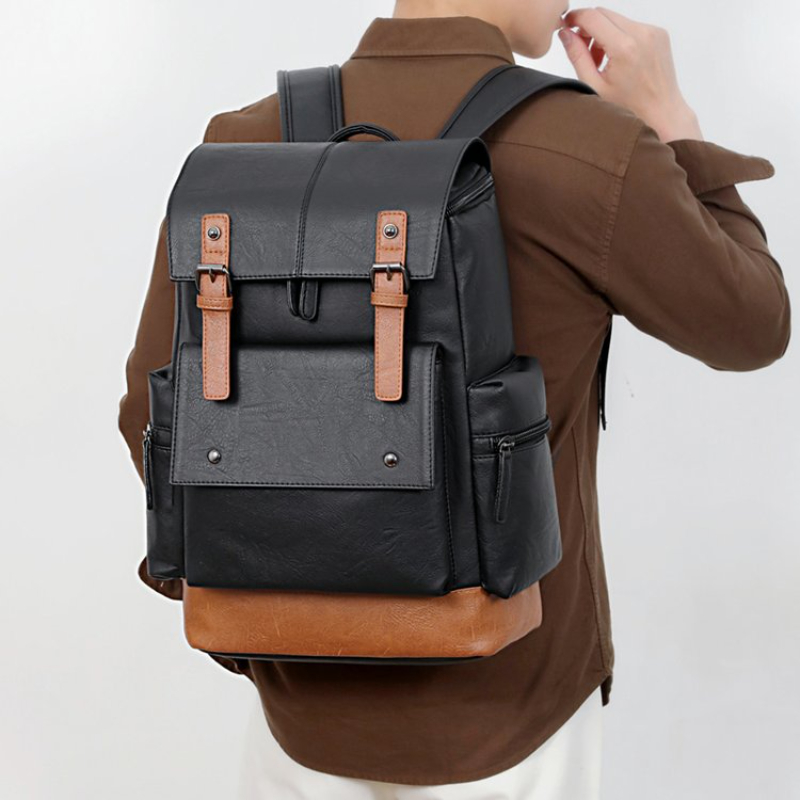 Leather Backpack Vintage - حقيبة ظهر جلدية رجالية جديدة بتصميم