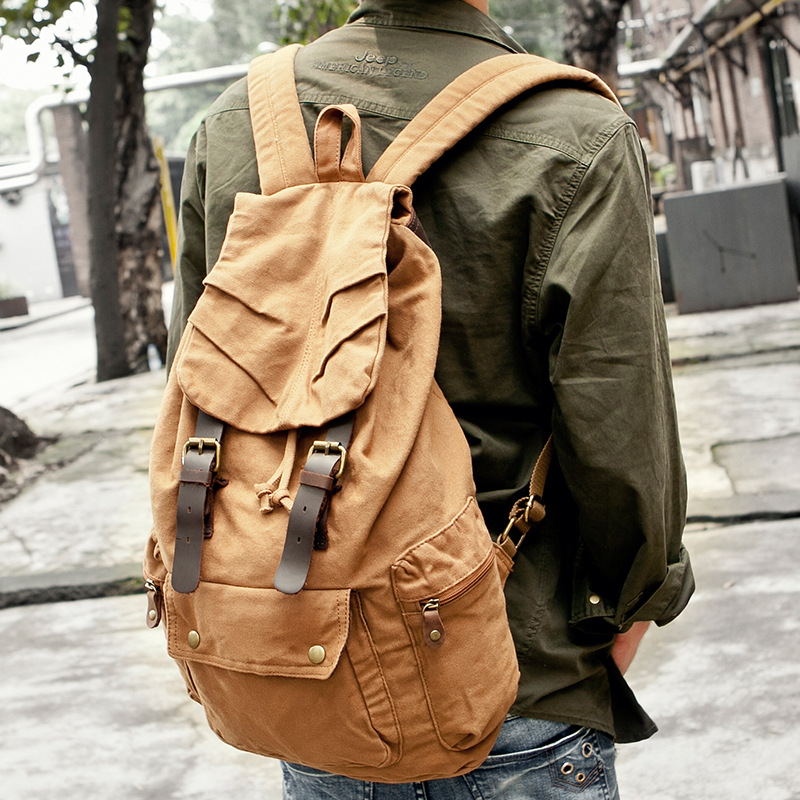Canvas Backpack Casual - حقيبة ظهر قماشية كبيرة السعة، خفيفة