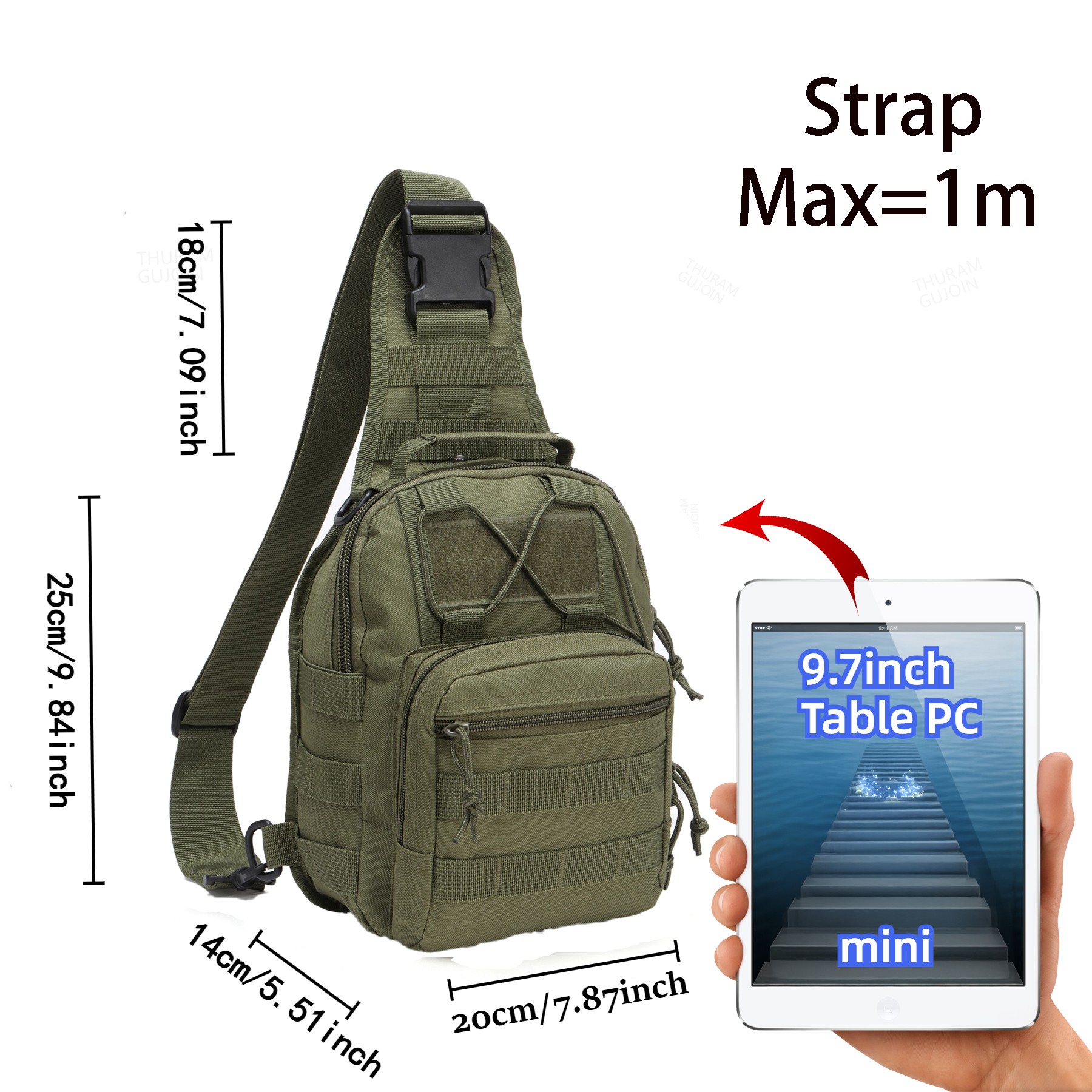 حقيبة ظهر تكتيكية خارجية من TH - مراجعة Sling Backpack Shoulder وسعره