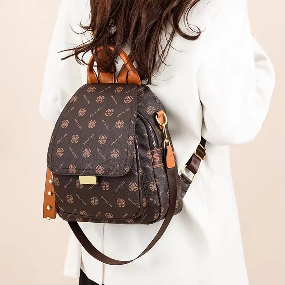 حقيبة ظهر نسائية مطبوعة بتصميم - مراجعة Leather Backpack Vintage وسعره