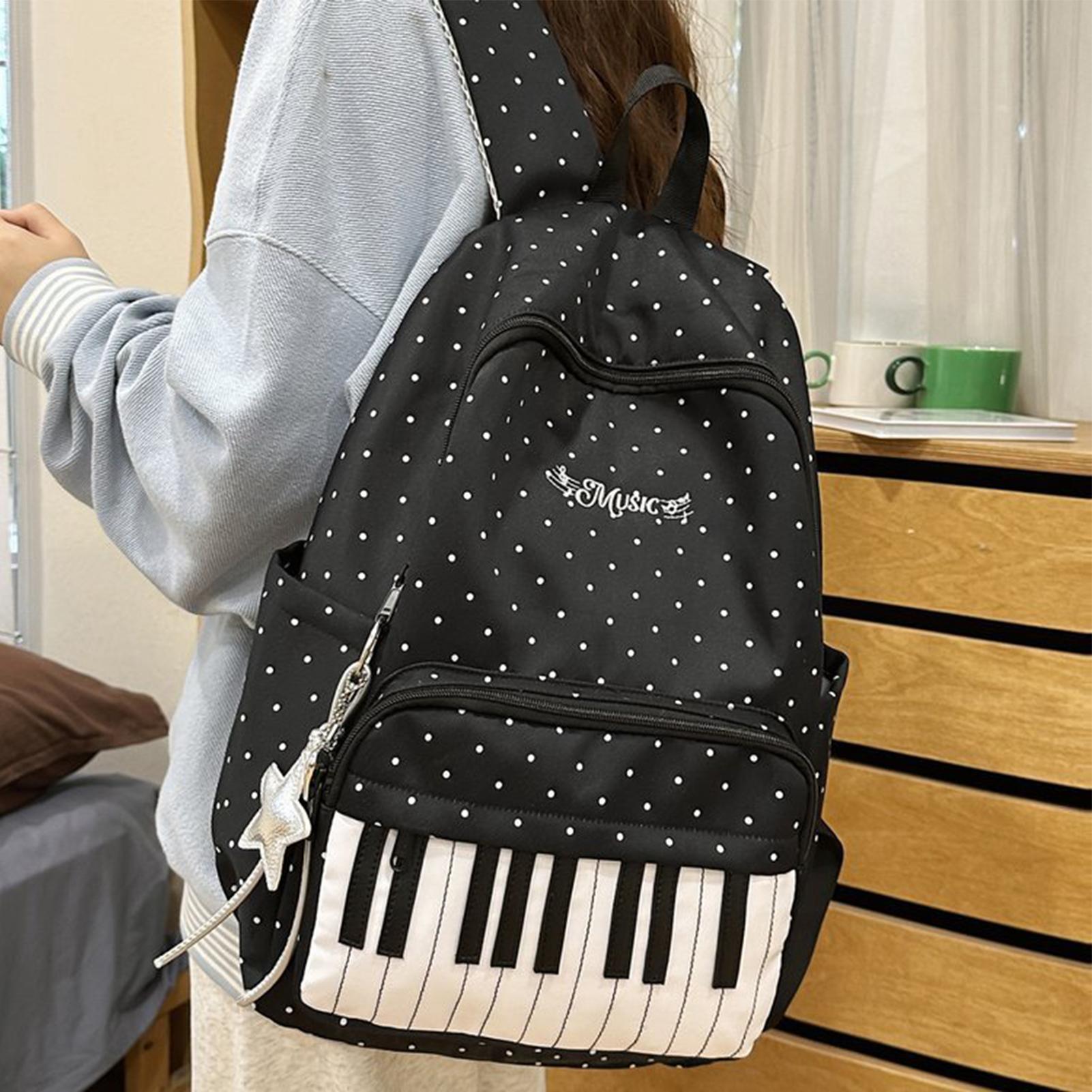 حقيبة ظهر للسفر بطبعة البيانو، - مراجعة Fashion Backpack Women وسعره