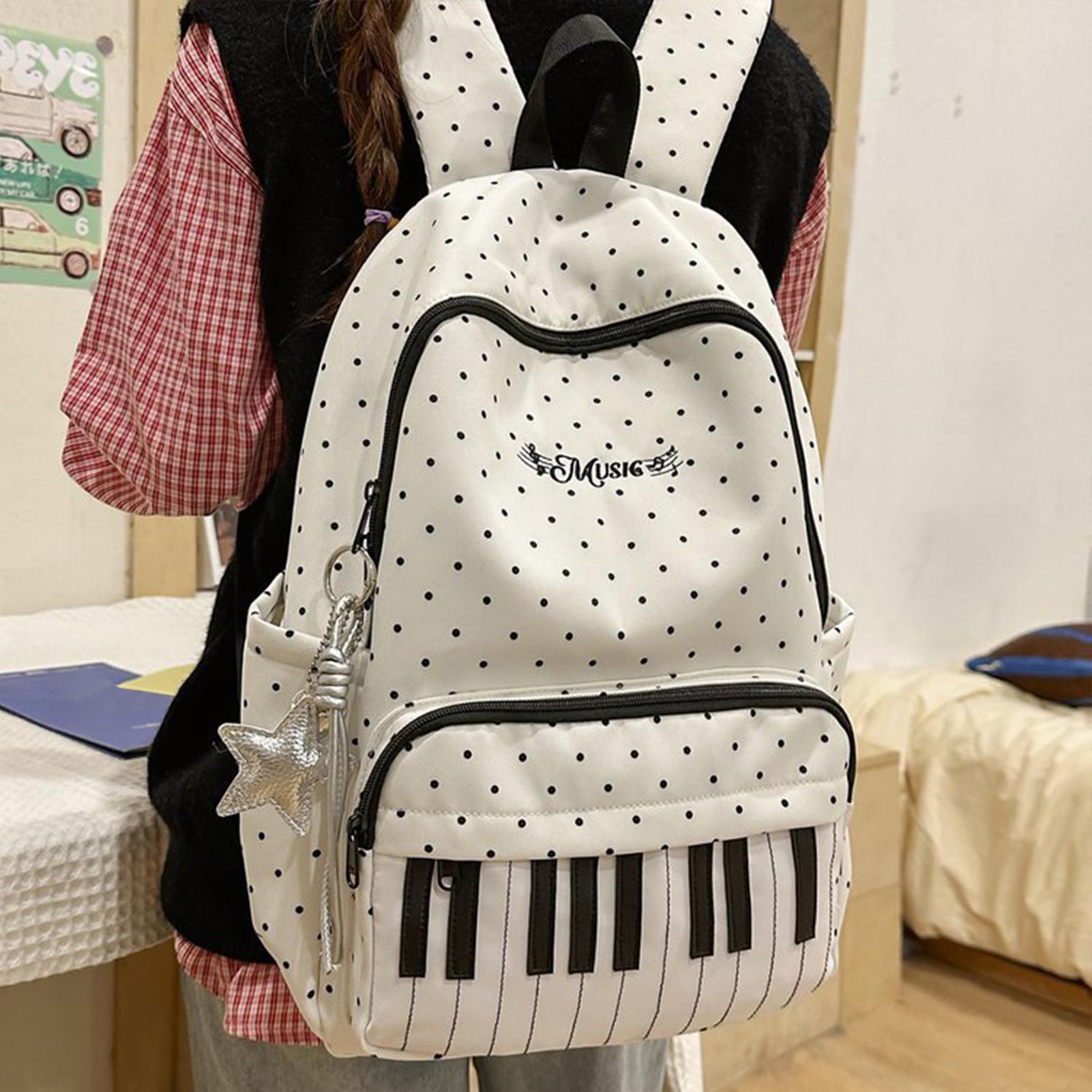 حقيبة ظهر للسفر بطبعة البيانو، - مراجعة Fashion Backpack Women وسعره